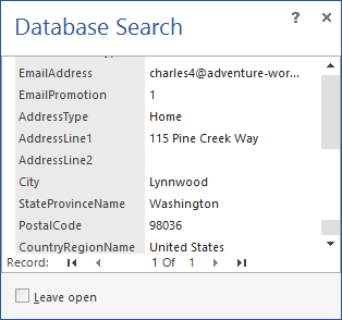 ApexSQL Search - Database search details