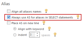 In ApexSQL Refactor the Alias option can be set under the Data Statements tab