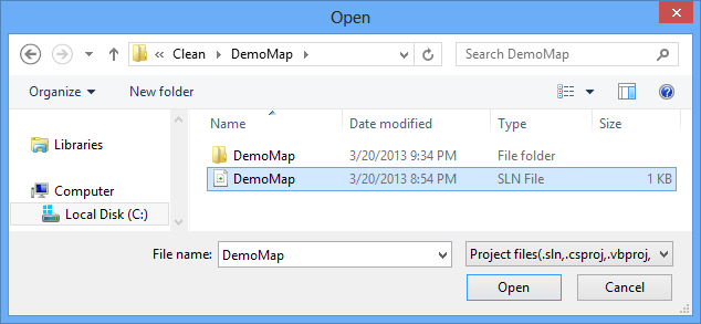 select a project file