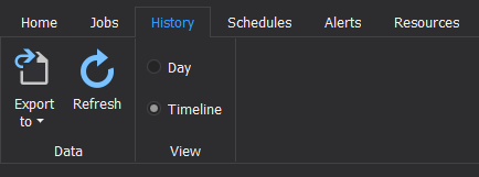 Timeline view of SQL Agent Jobs in History tab