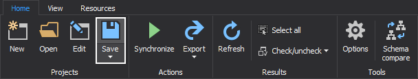 The Save button for saving current project