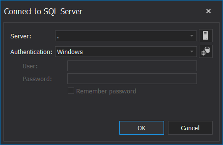 Connect to SQL Server window