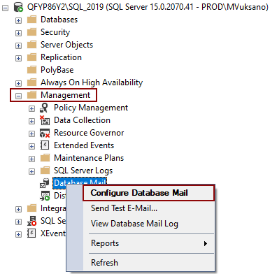 Configure database mail