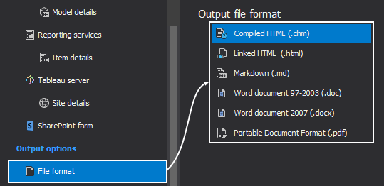 Select output file formats