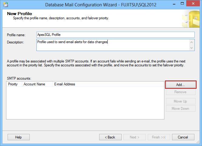 Database mail configuration wizard