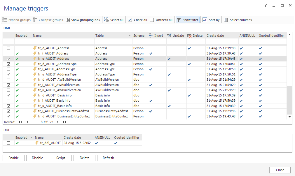 Module de gestion de déclenchement