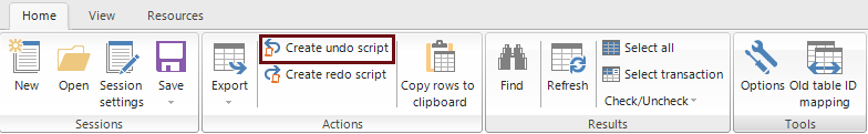 Create undo script selection in the context menu