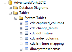 After the CDC is enabled, the cdc schema, cdc user, data capture metadata tables are automatically created