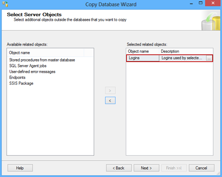 Transfer SQL logins by using the Copy Database Wizard