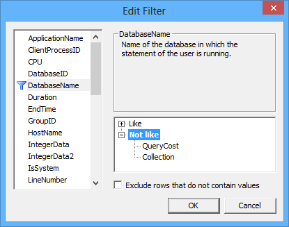 Edit filter - Like, Not like nodes