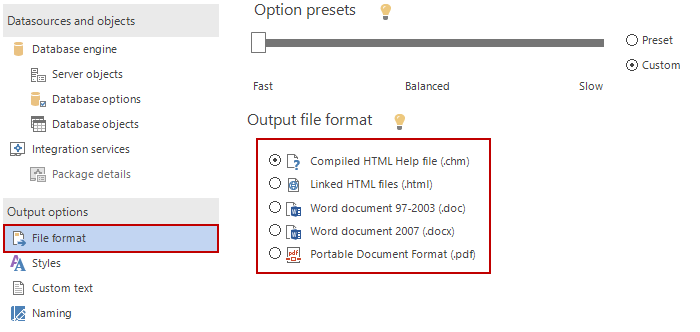 File format tab