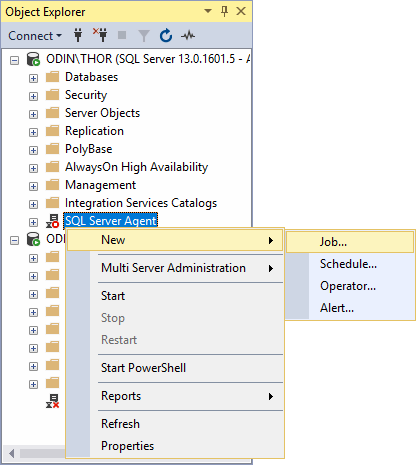 Create new SQL Server Agent Job
