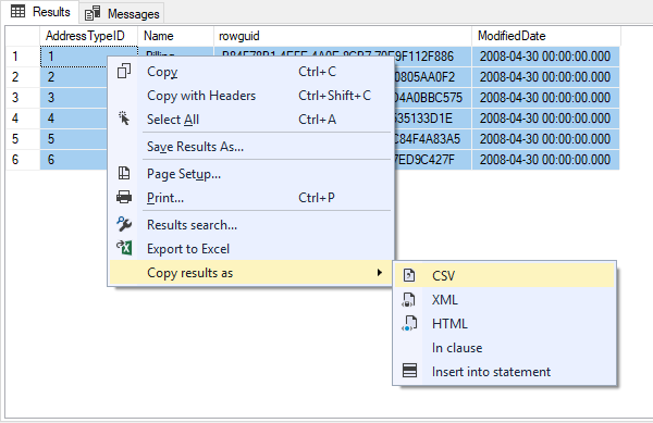 How To Export Table From Sql Server Management Studio Csv 