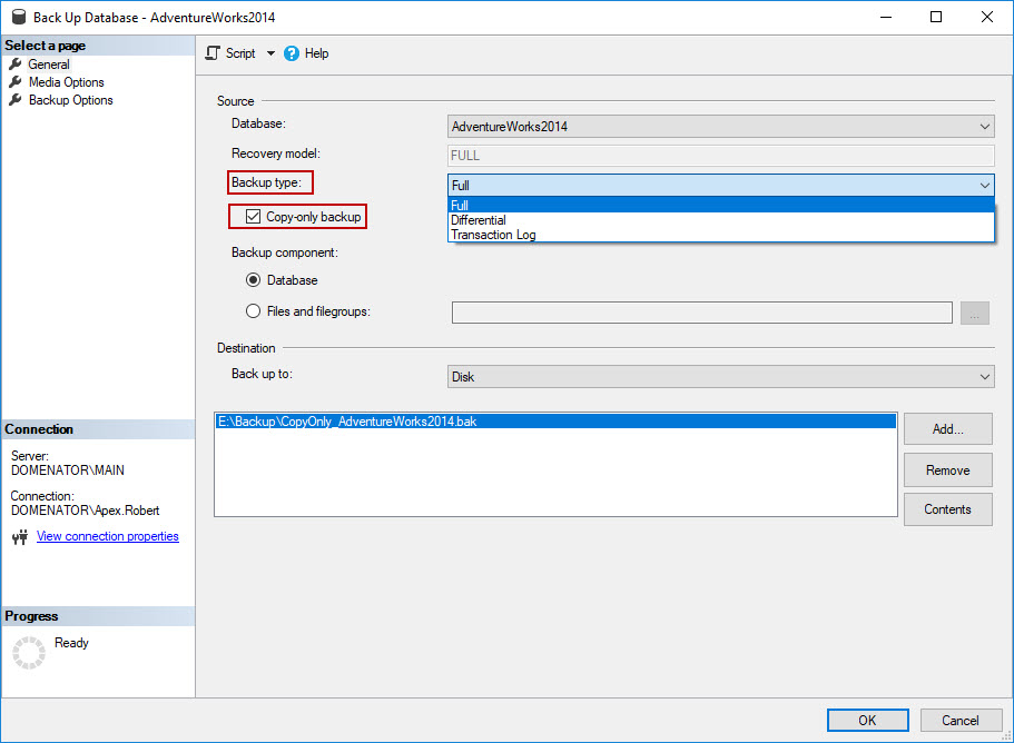 How to create Copy-Only backups in SQL Server