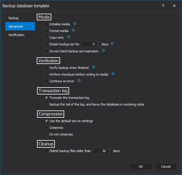 How To Create And Manage Sql Backup Policies Additional Tasks Regarding Media Backup Verification Transaction Log Compression And Cleanup Interval Can Be Integrated Into The Policy