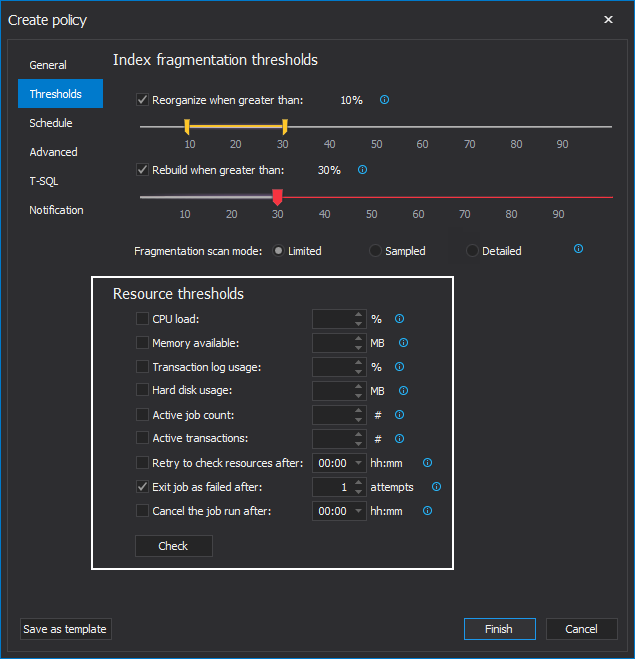 SQL Index Fragmentation - Creating policy