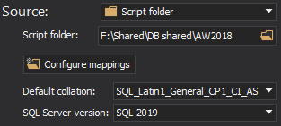 SQL script folder source data source 