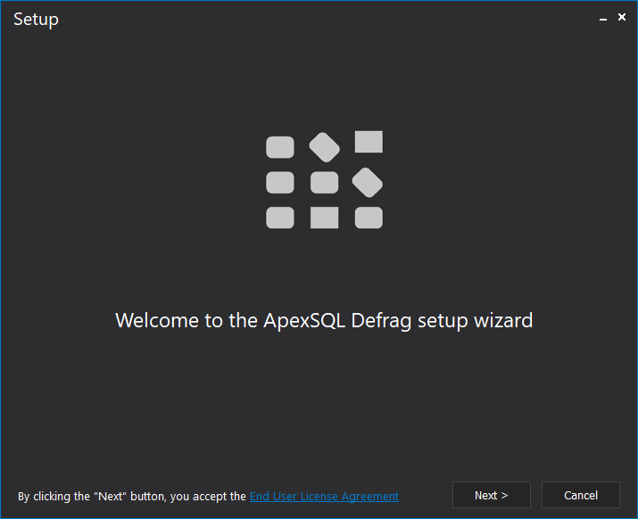 ApexSQL Defrag Installation wizard Welcome