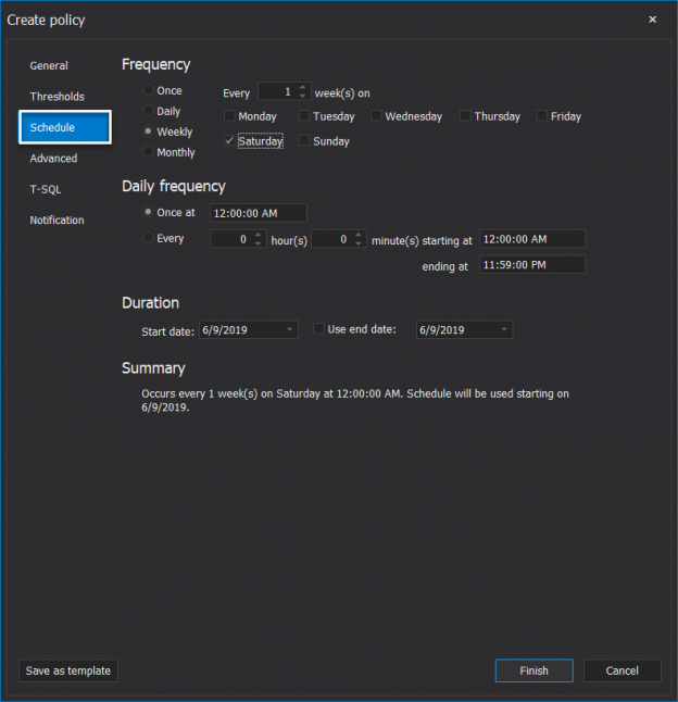 ApexSQl Defrag_Configure schedule for SQL server Index defrag policy