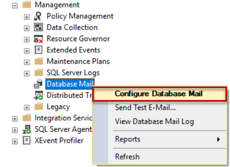 Configure Database Mail SSMS
