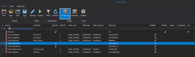 ApexSQL Mask - Manual mask 1