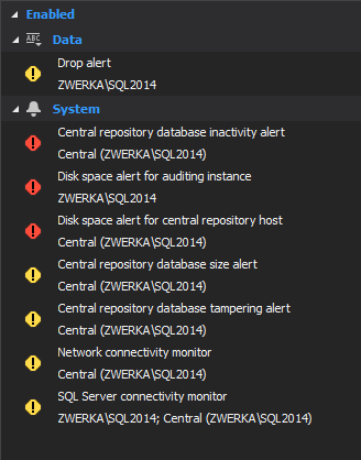 SQL Server audits out-of-the-box alerts
