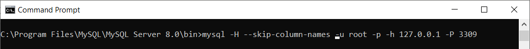 Connect to MySQL server using --skip-column-names  option
