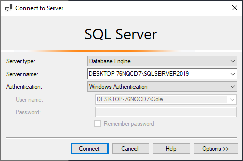 SQL Server connection settings in SSMS