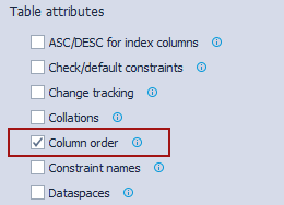 Define database changes using script options