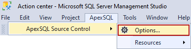 Options command in the main menu in SSMS