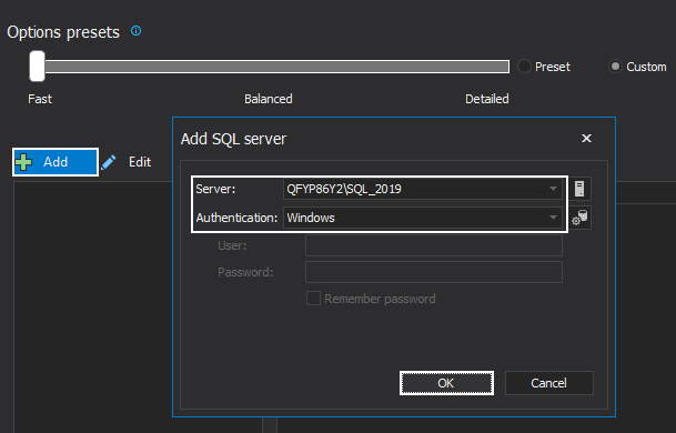 Connection to SQL Server using ApexSQL Doc