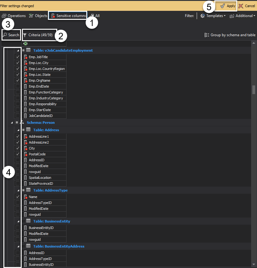 Database auditing - Sensitive data access auditing 