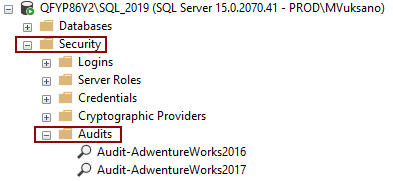 SQL Audit sessions list