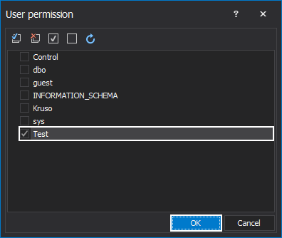 The User permission window