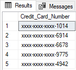 Hidden sensitive data in the Credit number column