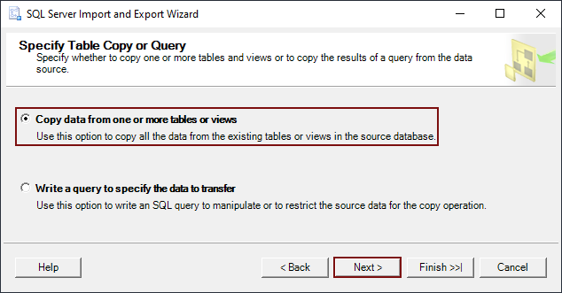 Choose a method for data export
